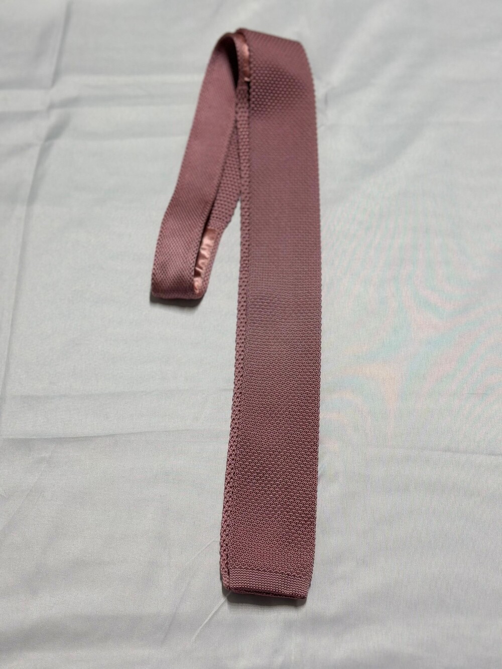WANDM Men’s Knit Tie Dusty Rose Mauve Square End Textured Necktie